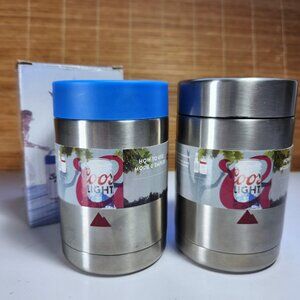Coors Light Silver Bullet Beer Can Bottle Koozie Coozie Stainless Steel New (2)